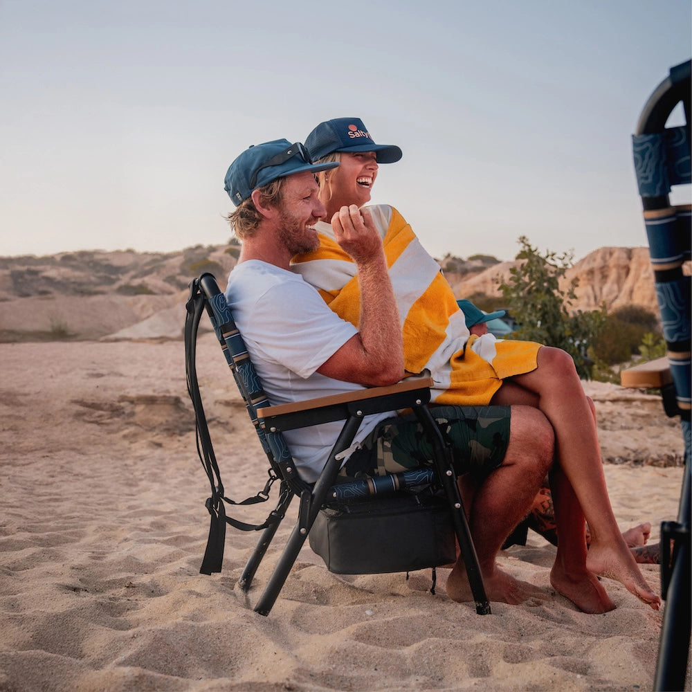 beach chair and fishing pole PARKIT Voyager Chair Salty Crew